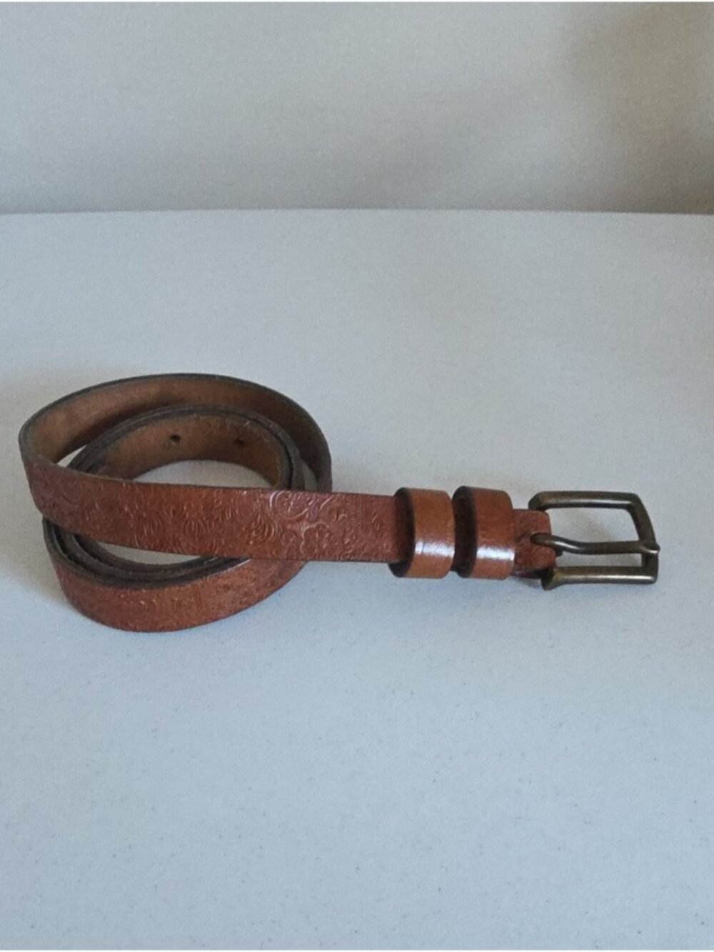 CLUB MONACO | Embossed Leather Belt Brown Sz M